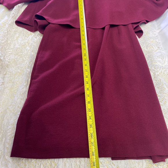 Adrianna Papell Women's Red Sexy Dress Cold Shoulder Sheath Crepe Black Cherry - Picture 12 of 15